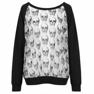 Torrid Skull Print Raglan Sweatshirt Size 3X Gothic Graphic Sweater